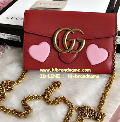 New Gucci in Red Heart Shoulder Bag (เกรด Hi-End) สีแดง หนังแท้ รุ่นใหม่ รูปที่ 1