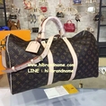 กระเป๋า Louis Vuitton Monogram Canvas Keepall 50 With Strap Bag (เกรด Hi-End) หนังแท้ อะไหล่ทองสวยขึ้นเงา
