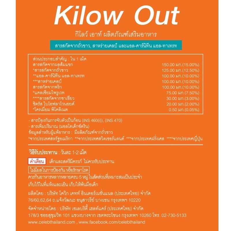 Kilow Out ผลิตภัณฑ์เสริมอาหารดูแลและควบคุมน้ำหนัก รูปที่ 3