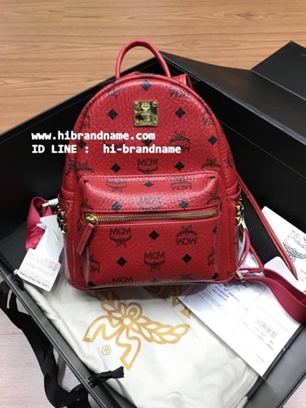 New MCM Mini Backpack Bag  (เกรด Top Hi-End) สีแดง งานถือสลับกับของแท้ได้เลยค่ะ รูปที่ 1