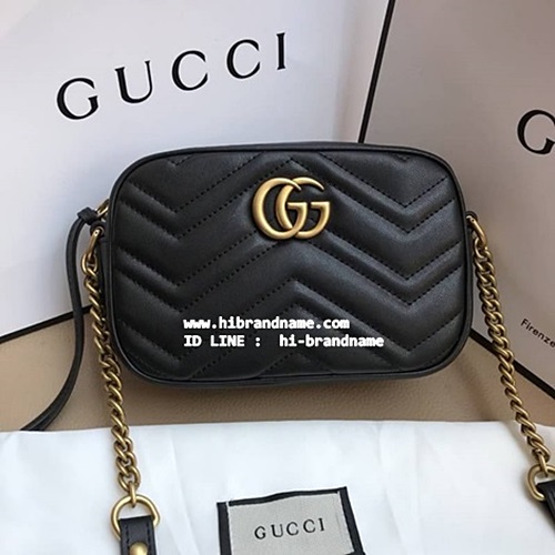 Gucci Marmont matelasse Mini Bag (เกรด Hi-End) สีดำ หนังแท้ทั้งใบ อะไหล่ทองรมควัน สวยมากค่ะ รูปที่ 1