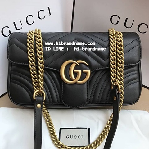 New Gucci Marmont matelassé bag (เกรด Hi-End) สีดำ หนังแท้ รุ่นใหม่  หนังแกะทั้งใบ  รูปที่ 1