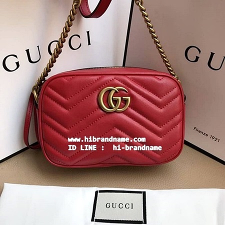 New Gucci Marmont matelasse Mini Bag (เกรด Hi-End) สีแดง หนังแท้ทั้งใบ หนังแกะ อะไหล่ทองรมควันสวยค่ะ รูปที่ 1