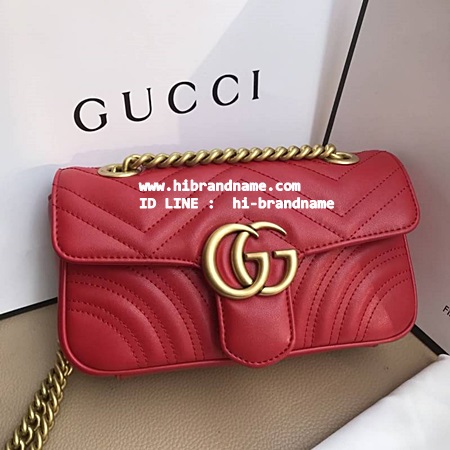 New Gucci Marmont matelassé bag (เกรด Hi-End) ขนาด 22 cm สีแดง หนังแท้ รุ่นใหม่   รูปที่ 1