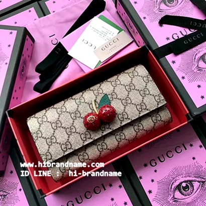 New Gucci Cherries wallet แบบยาว 2 พับ รุ่นมาใหม่ ชน shop (เกรด Hi-end) หนังแท้ สวยมากค่ะ รูปที่ 1