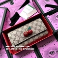New Gucci Cherries wallet แบบยาว 2 พับ รุ่นมาใหม่ ชน shop (เกรด Hi-end) หนังแท้ สวยมากค่ะ