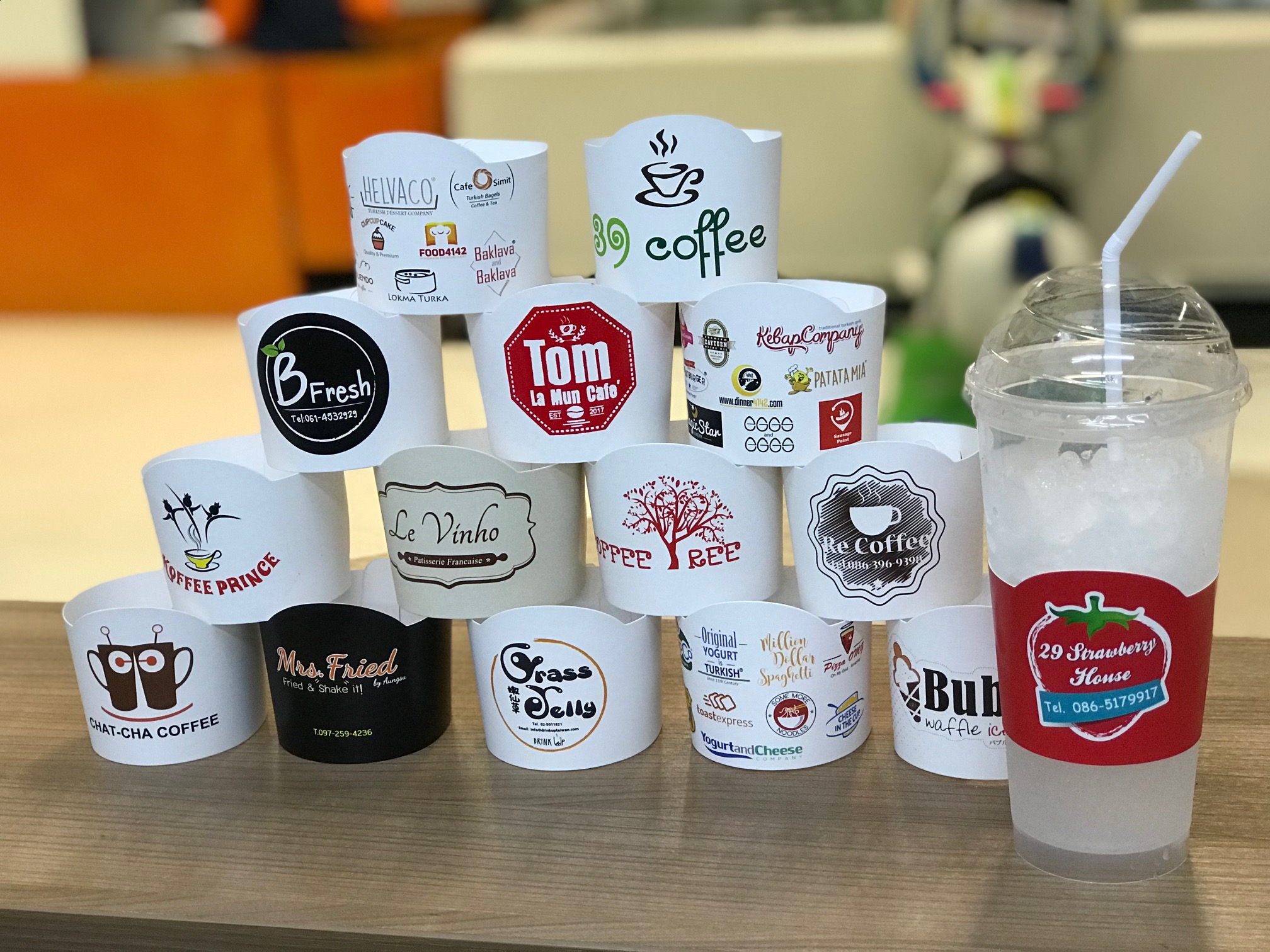 ปลอกสวม ถ้วยกาแฟ พิมพ์โลโก้ร้านให้ฟรี 100 ใบ 350 บาท รูปที่ 2