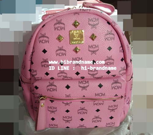 กระเป๋า MCM Backpack Bag (เกรด Hi-end) สีชมพู หนังแท้ ขนาด 10 นิ้ว สีสวยมากค่ะ รูปที่ 1