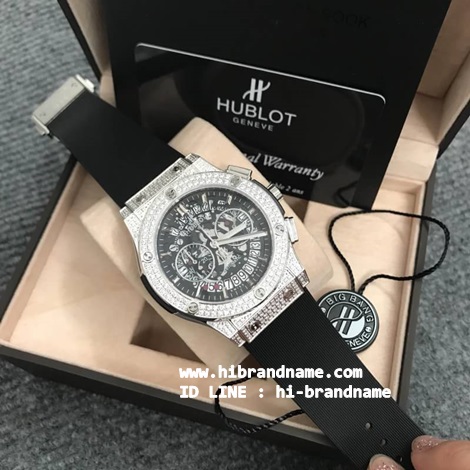 นาฬิกาข้อมือ HUBLOT ขนาด King Size 45 mm. (เกรด Hi-end) หน้าปัดสีดำ ล้อมเพชรสวยมากค่ะ  รูปที่ 1