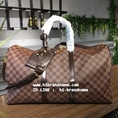 Louis Vuitton Damier Ebend Keepall 50 (เกรด Hi-end) หนังแท้ ลายตารางน้ำตาล อะไหล่ทองปั้มแบรนด์