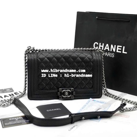 Chanel Le Boy สีดำ อะไหล่เงินรมควัน หนังแกะ ขนาด 10 นิ้ว (เกรดมิลเลอร์)   รูปที่ 1