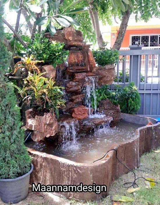 รับจัดทำสวนน้ำตก ในบ้าน บ่อปลาคาร์ฟ ระบบกรอง สวนน้ำตกข้างบ้าน กำแพงน้ำตก ศาลา รูปที่ 7