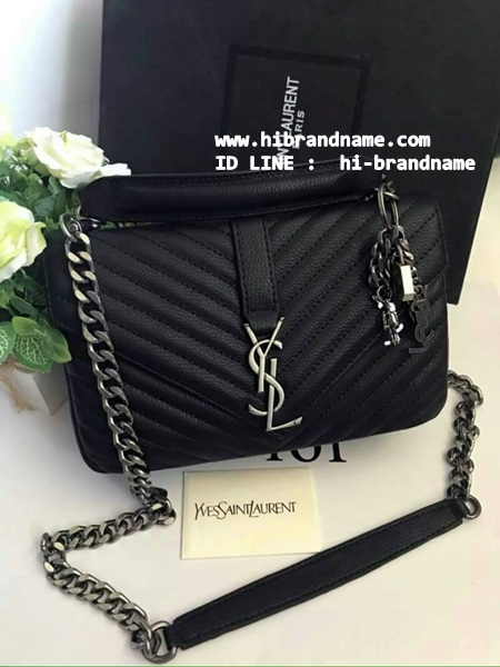 พร้อมส่ง กระเป๋า Saint Laurent College in Black Goatskin Leather Bag (เกรด Hi-end) หนังแท้ทั้งใบ  อะไหล่เงินสวยมากค่ะ รูปที่ 1