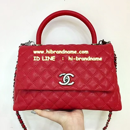 กระเป๋า Chanel Coco in Red Carvier ขนาด 10 นิ้ว หนังคาร์เวี่ยร์ สีแดง  (เกรด Hi-End) หนังแท้ทั้งใบ อะเไหล่เงินรมควัน สวยค่ะ รูปที่ 1