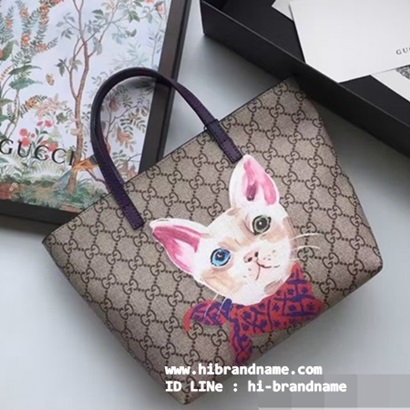 New Gucci Shopping Bag รุ่่นหน้าแมว สายสีม่วง มาใหม่  (เกรด Hi-end)  สวยมากค่ะ รูปที่ 1