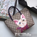 New Gucci Shopping Bag รุ่่นหน้าแมว สายสีม่วง มาใหม่  (เกรด Hi-end)  สวยมากค่ะ