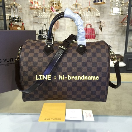 Louis Vuitton Damier Eben Speedy 30 มีสายสะพายข้าง หนังแท้ทั้งใบ หนังนิ่มสวยมากค่ะ รูปที่ 1