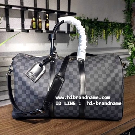 Louis Vuitton Damier Grahpite Keepall 45 With Strap Bag (เกรด Hi-End) หนังแท้ งานอะไหล่เงิน รูปที่ 1