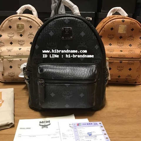 New MCM Backpack Bag 9 นิ้ว สีน้ำตาล หนังแท้ทั้่งใบ (เกรด Top Hi-end) ข้างในเป็นหนัง  รูปที่ 1