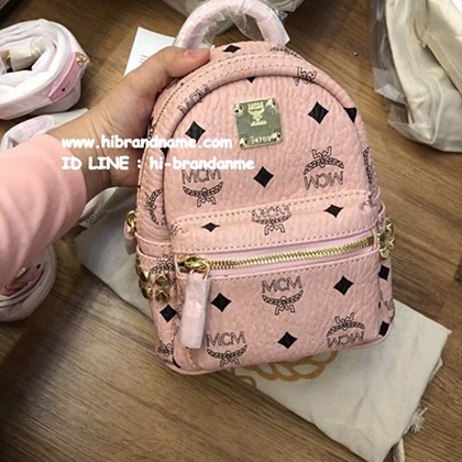 New MCM Mini Backpack in Light Pink Bag  (เกรด Top Hi-End) ขนาด 7 นิ้ว งานถือสลับกับของแท้ รูปที่ 1