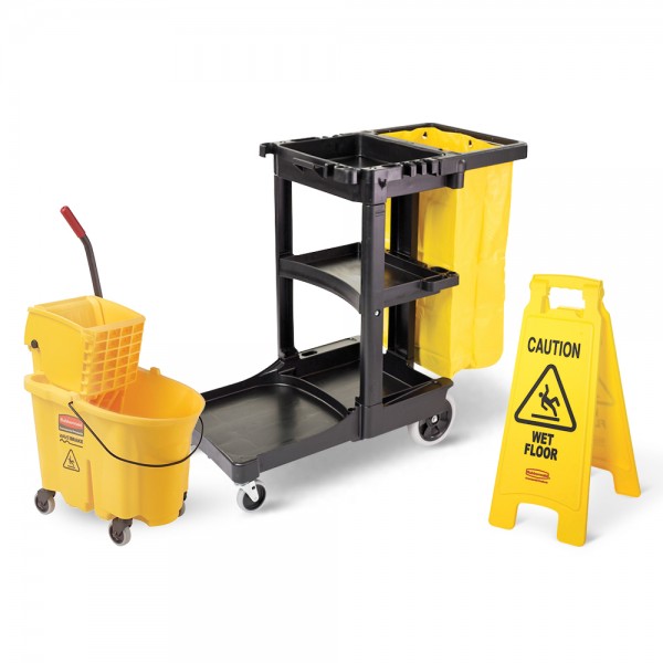 Cleaning Set A - Cleaning Cart & Wavebrake & Safety Sign โปรโมชั่นชุดทำความสะอาด รูปที่ 1