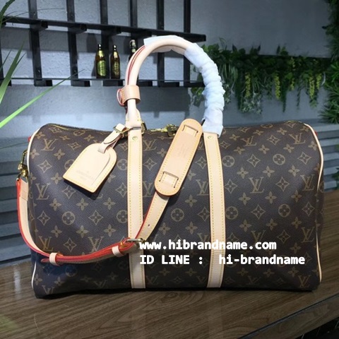 กระเป๋า Louis Vuitton Monogram Canvas Keepall 45 With Strap Bag (เกรด Hi-End) หนังแท้ หนังนิ่มสวยทั้งใบ รูปที่ 1