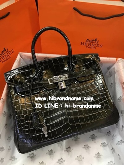 Hermes Birkin 30 Crocodile in Black with Gold Hardware (เกรด Top Hi-end) หนังแท้ตีลายจระเข้ หนังสวยมากค่ะ รูปที่ 1