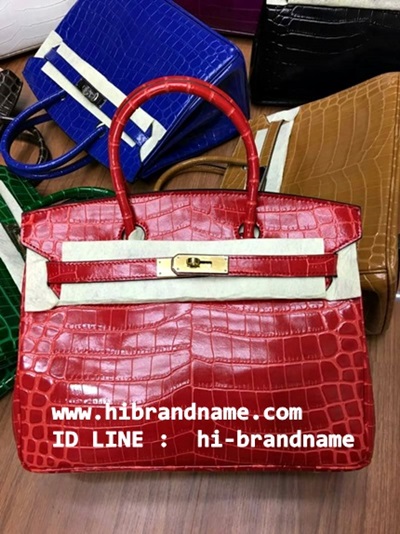 Hermes Birkin 30 Crocodile in Red with Gold Hardware (เกรด Top Hi-end) หนังตีลายจระเข้ สีแดง อะไหล่ทองสวยมากค่ะ รูปที่ 1