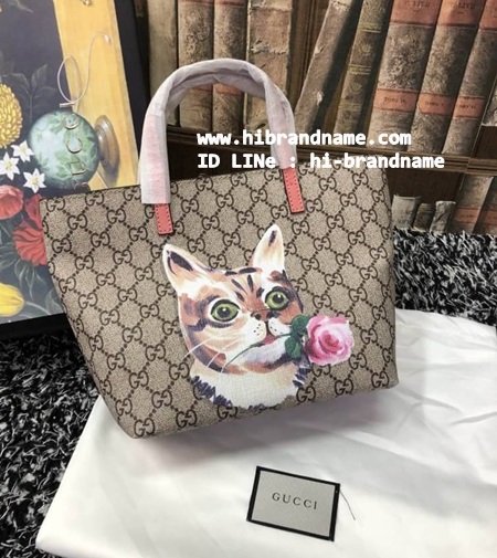 New Gucci Shopping Bag รุ่่นหน้าแมว สายสีส่มโอรส มาใหม่  (เกรด Hi-end) งานหนังแท้สวยค่ะ รูปที่ 1