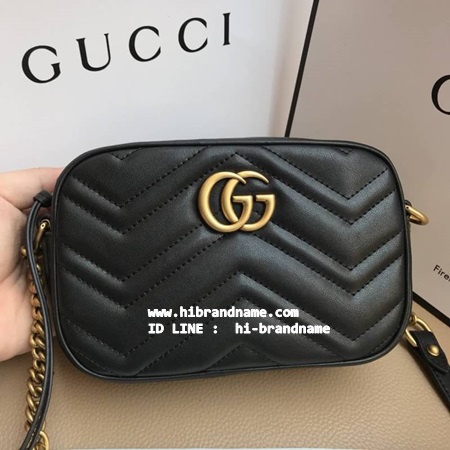 New Gucci Marmont matelasse Mini Bag (เกรด Hi-End) สีดำ หนังแท้ทั้งใบ หนังนิ่มสวยค่ะ รูปที่ 1