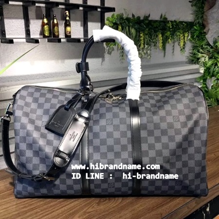 Louis Vuitton Damier Graphite Keepall 50 (เกรด Hi-end) หนังแท้ทั้งใบ ลายตารางสีเทาดำ  หนังนิ่มสวยทั้งใบ รูปที่ 1