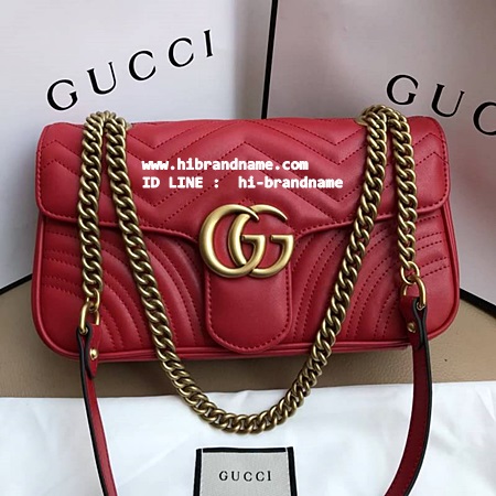 New Gucci Marmont matelassé bag ขนาด (เกรด Hi-End) สีแดง หนังแท้ เกรดงานสวยค่ะ รูปที่ 1