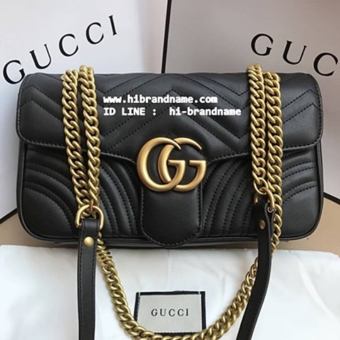 New Gucci Marmont matelassé bag (เกรด Hi-End) สีดำ หนังแท้ รุ่นใหม่  ขนาด 26 cm รูปที่ 1