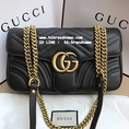 New Gucci Marmont matelassé bag (เกรด Hi-End) สีดำ หนังแท้ รุ่นใหม่  ขนาด 26 cm
