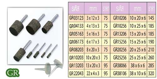 ลูกยางขัดเงามีแกน Diawa Rubber GR สีเขียวจุด เบอร์ 120 เป็นที่นิยมทั่วไป มีความเป็นลูกยางผสมเรซิ้นและการเพชร สามารถขัดเหล็กเกรดพิเศษ เหล็กแม่พิมพ์ เหล็กชุบแข็งได้ดี นิยมใช้ในงานแม่พิมพ์ ขัดทองแดง อลูมิเนียมได้ รูปที่ 1