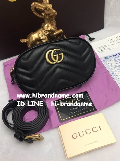 New Gucci Gg Marmont Matelasse Belt in Black Bag (เกรด Top Hi-end) หนังแท้ทั้งใบ สวยเหมือนแท้   รูปที่ 1