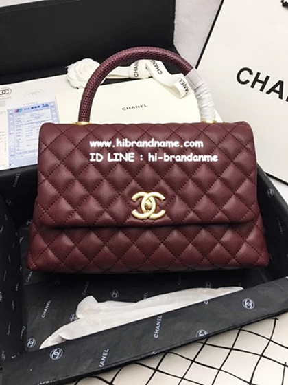 Chanel Coco Carvier With Gold Hardware Bag ขนาด 28 cm (เกรด Top Hi-End) หนังแท้ สีแดงไวน์ สีหายาก สวยมากค่ะ รูปที่ 1