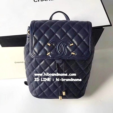 New Chanel Backpack Graninedskin in Blue Carvier Bag (เกรดงาน Top Hi-end) หนังแท้ ใหม่ล่าสุดชน Shop  รูปที่ 1