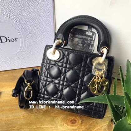 กระเป๋า Dior Lady 7 นิ้ว สีดำ หนังแลมป์ อะไหล่ทอง หนังแท้ทั้งใบ (เกรด Hi-end)  หนัง อะไหล่ สวยมากกก รูปที่ 1