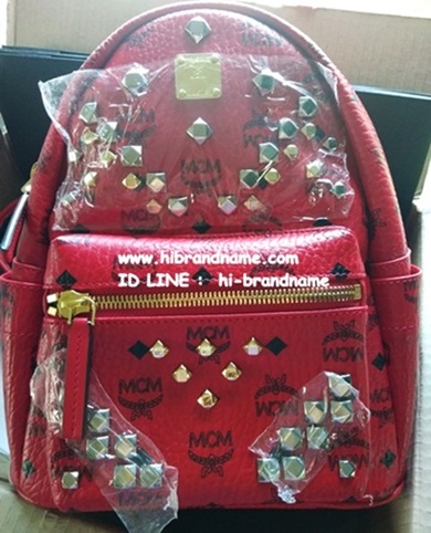 New MCM Stark Backpack Bag (เกรด Top Hi-end) สีแดง มาใหม่ล่าสุดชน Shop หนังสวยมากกก รูปที่ 1