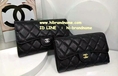 Chanel wallet สีดำ หนังคาร์เวียร์ ขึ้นเม็ด แบบ 3 พับ (เกรด Hi-end) หนังแท้ อะไหล่ทอง  