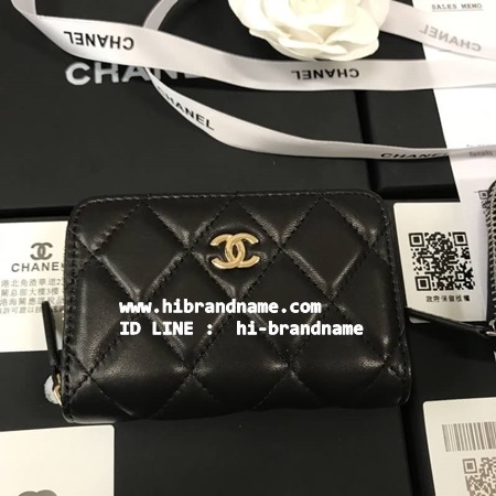 กระเป๋าสตางค์ Chanel wallet สีดำ  หนังแกะ หนังแท้ (เกรด Hiend) อะไหล่ทอง  รูปที่ 1