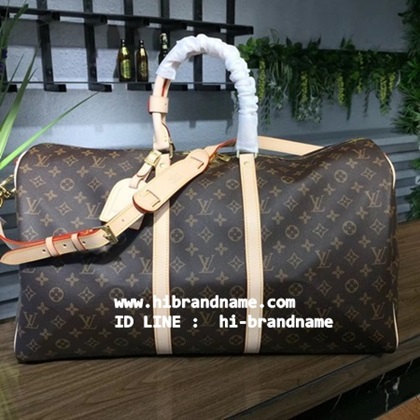 กระเป๋า Louis Vuitton Monogram Canvas Keepall 55 With Strap Bag (เกรด Hi-End) หนังแท้  หนังนิ่มสวยค่ะ รูปที่ 1