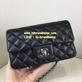 Chanel Classic Lambskin in Black with Silver Hardware (เกรด Hi-end) ขนาด 8 นิ้ว หนังแท้  หนังแกะ หนังนิ่มสวยค่ะ