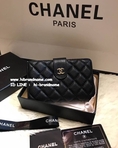 Chanel wallet สีดำ หนังคาร์เวียร์ ขึ้นเม็ด เงาสวยงาม เกรด Hiend แบบ2พับ  กระเป๋าตังChanel งานเนี๊ยบสวย