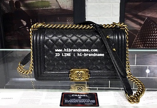 Chanel Le Boy Carvier in Black Gold Hardware ขนาด 10 นิ้ว  (เกรด Hi-end)  หนังคาร์เวียร์ หนังแท้สวยมากค่ะ รูปที่ 1