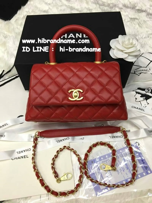 Chanel Coco Mini in Red Carvier With Gold Hardware Bag ขนาด 9.5 นิ้ว (เกรด Top Hi-End) -- กระเป๋าสะพาย Chanel Coco สีแดง หนังคาร์เวียร์ หนังแท้ทั้งใบ อะไหล่ทอง รูปที่ 1