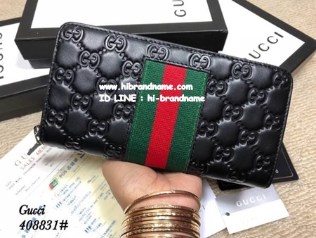 New Gucci Long Zippy Wallet (เกรด Hi-end) รุ่นมาใหม่ คาดแถมเขียวแดงตรงกลาง  รูปที่ 1