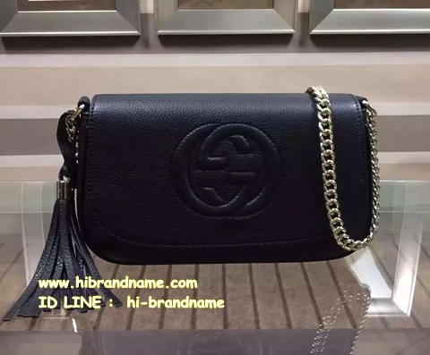 New Gucci Soho Leather Shoulder in Black bag ขนาด 10นิ้ว (เกรด Hi-End) หนังแท้ทั้งใบ รุ่นมาใหม่  อะไหล่เงิน รูปที่ 1