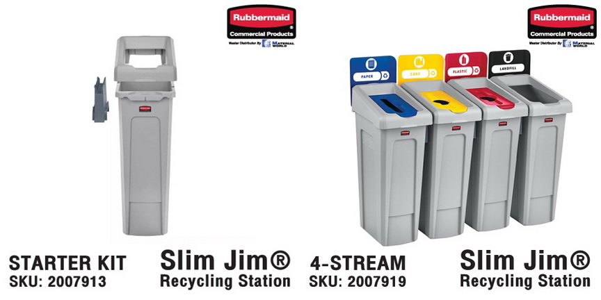 Rubbermaid : Slim Jim™ Recycling Station  ถังขยะรีไซเคิล ทรงสูงประหยัดพื้นที่จัดเก็บ รูปที่ 1
